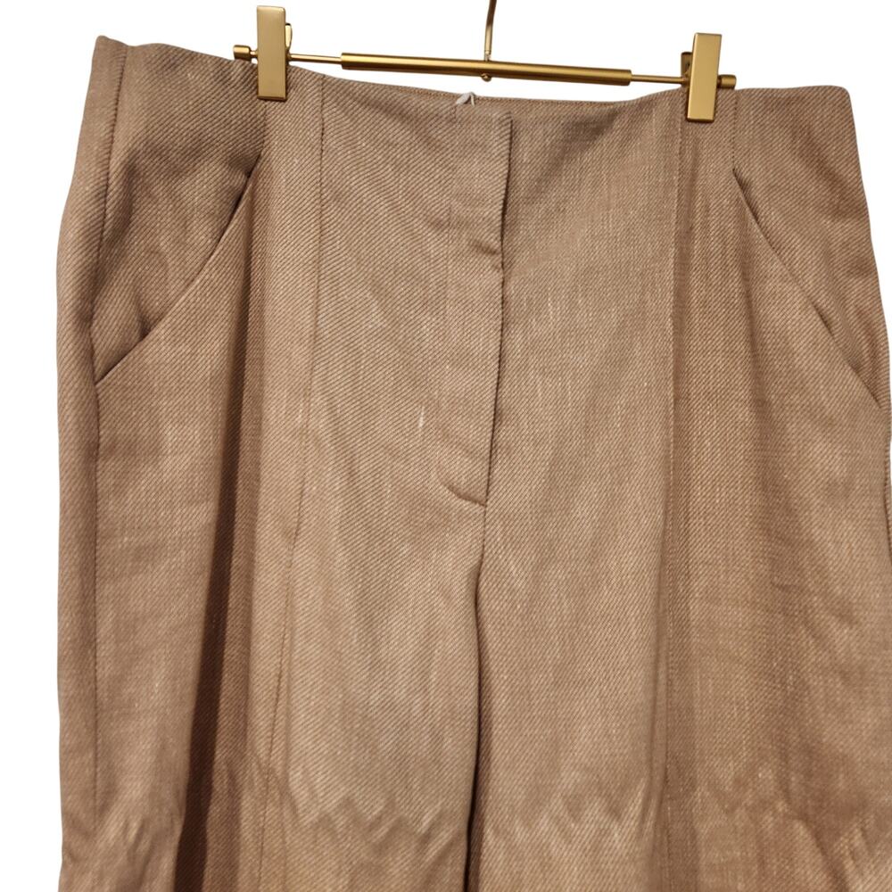 Veronica Beard Komi tan linen blend flare pants size 16 - Picture 5 of 8